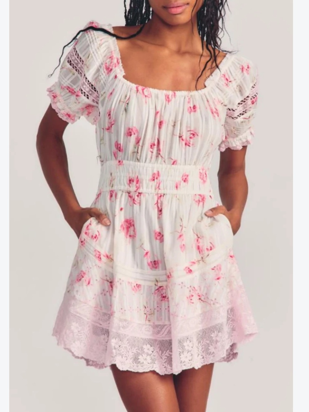 LOVESHACKFANCY Lilium Floral Mini Dress size Petite
